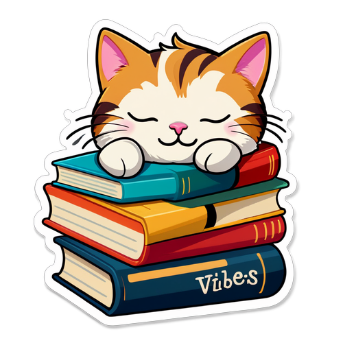 ¡Descubre la Pegatina Más Adorable para Los Amantes de los Libros y Gatos!