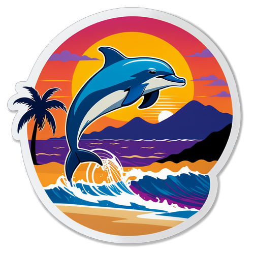 Sunset Beach Dolphin Sticker