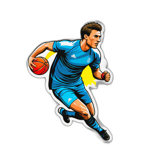 Sticker cu un portret artistic al lui Marius Urzica în acțiune