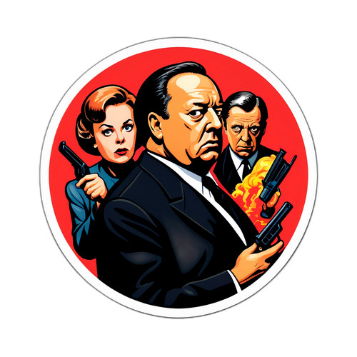 Sticker cu umor negru inspirat de filmele lui Hitchcock
