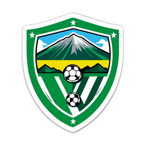 Sticker de Atlético Nacional con su escudo y fondo de montañas