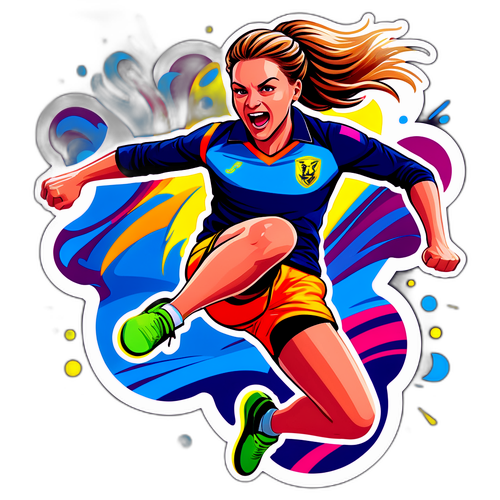 Illustration af Anja Andersen i hop under en kamp