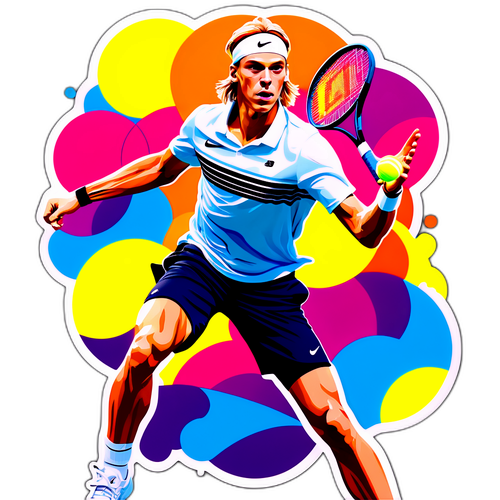 Autocolant stilat cu Denis Shapovalov în poziție de serviciu