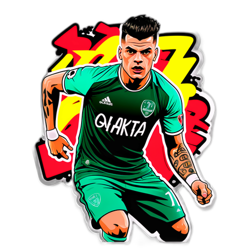 Sticker di Xhaka in stile graffiti