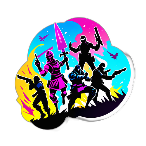 フォートナイトの戦闘シーンのダイナミックなステッカー