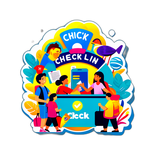 欢快的签到插图标志