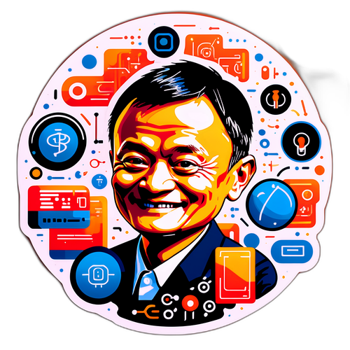 Sticker di Jack Ma con Elementi Tecnologici