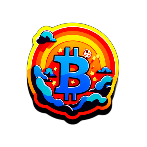 비트코인 가격 상승을 나타내는 다채로운 스티커