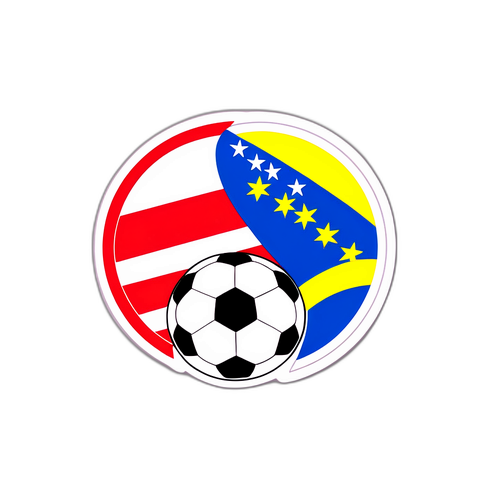 Sticker cu tricolorurile Austriei și Bosniei-Herțegovina