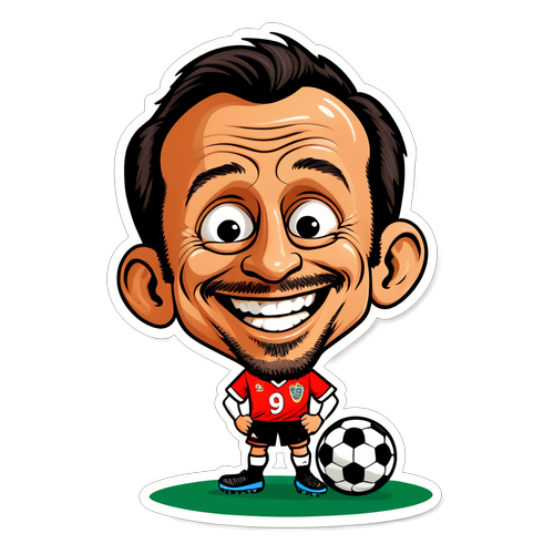 Non Perdere Questo! Il Divertente Caricatura di Toto Schillaci con il Pallone: Un Sorriso e il Numero 9!