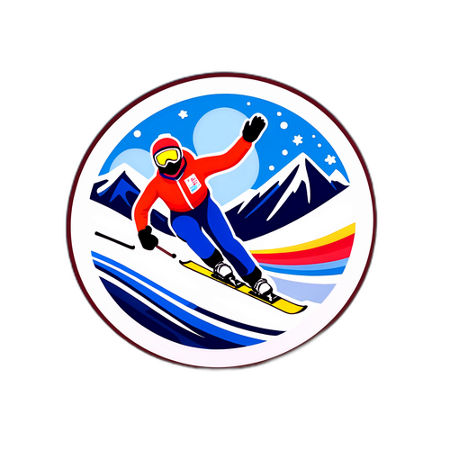 Talviurheilun Olympiastamppeja ja lumihankia yhdistävä tarra