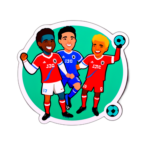 경기 후 기쁨을 나누는 축구 선수들 스티커