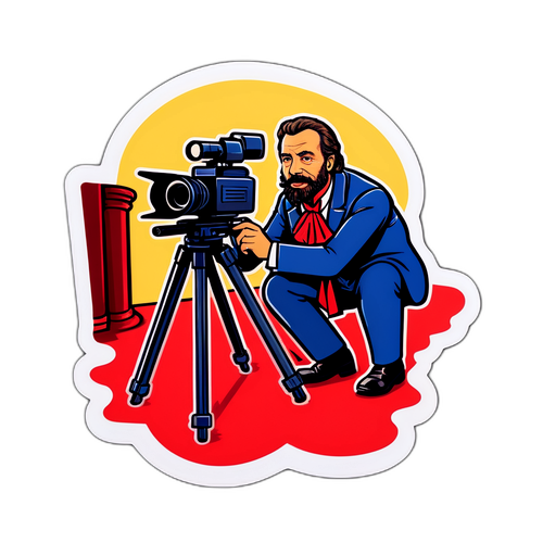 Autocollant humoristique de Vincent Macaigne filmant