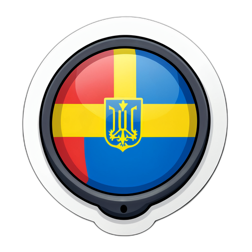 Наклейка у формі стилізованого сигналу тривоги для України