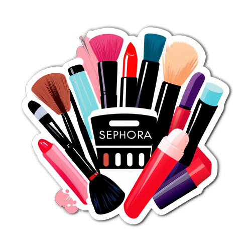 Stylowe logo Sephora z produktami kosmetycznymi