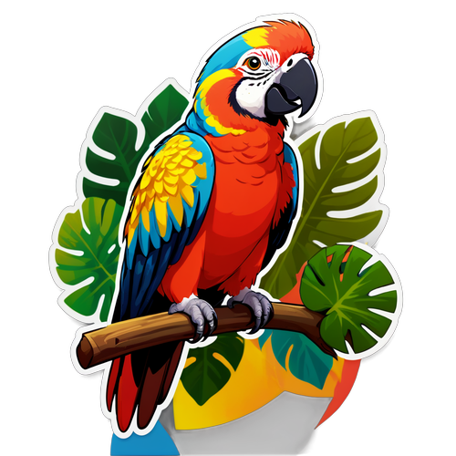 Lively Tropical Parrot Sticker