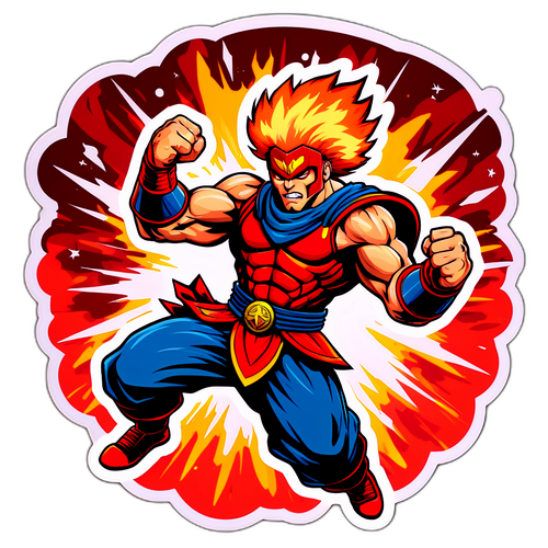 Nálepka s fantastickým válečníkem v akční póze