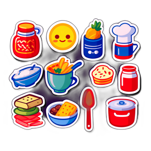 朝一の料理とライフスタイルアイコンのステッカー