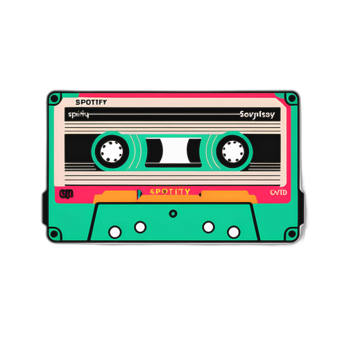 Adesivo Retro con Cassette di Musica e Logo Spotify