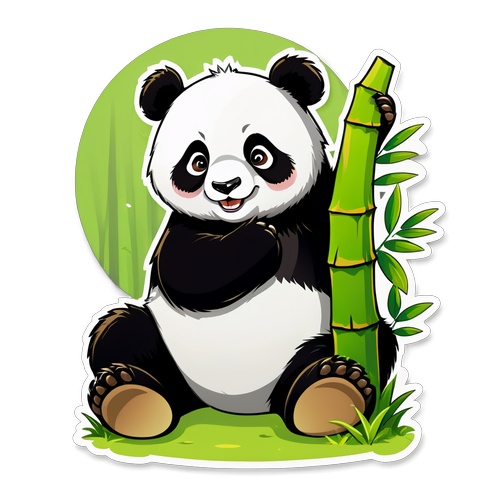 可爱的熊猫在竹林中玩耍