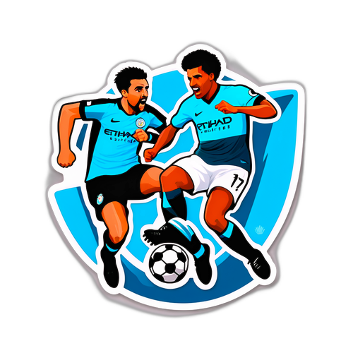 En dynamisk fotballklistremerke som fanger spenningen i Newcastle vs. Manchester City kampen