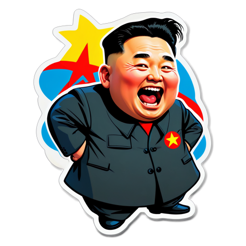 Kim Jong Un's Grappige Sticker: Lach je een Kriek met deze Cartoonheld!