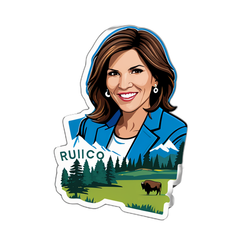 Kristi Noem klistermärke med självsäker hållning