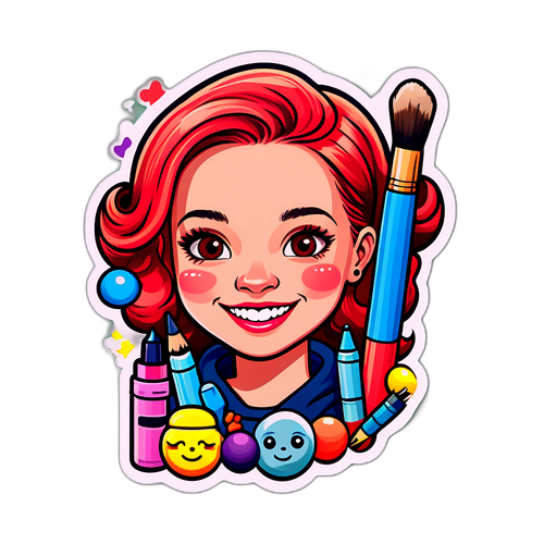 Glad klistremerke av Åsa Vartdal med kunstutstyr