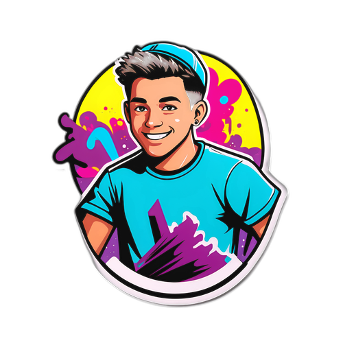 Autocolant cu Billy Vigar în graffiti urban