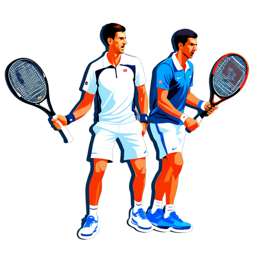 Ilustração de Novak Djokovic e Carlos Alcaraz em Rivalidade