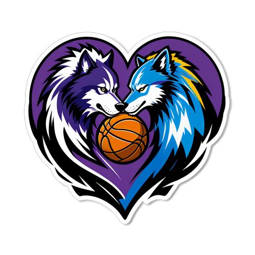 สติกเกอร์แสดงความรักสำหรับบาสเก็ตบอลระหว่างทีม Timberwolves และ Lakers
