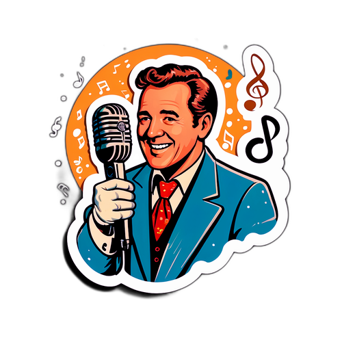 Jim Curtis taiteellinen esitys vintage-mikrofonin kanssa