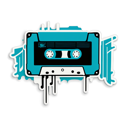 Retro Cassette Tape with Musical Notes Sticker