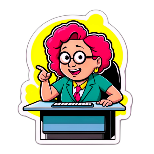 Una divertida caricatura de Wanda en la oficina