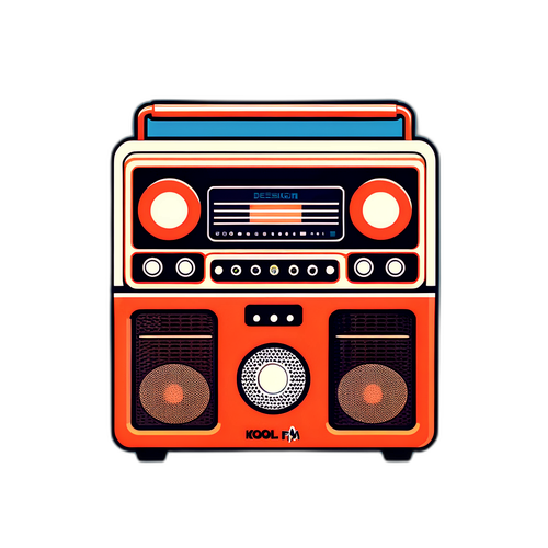 Stiker Kool FM dengan Radio Vintage