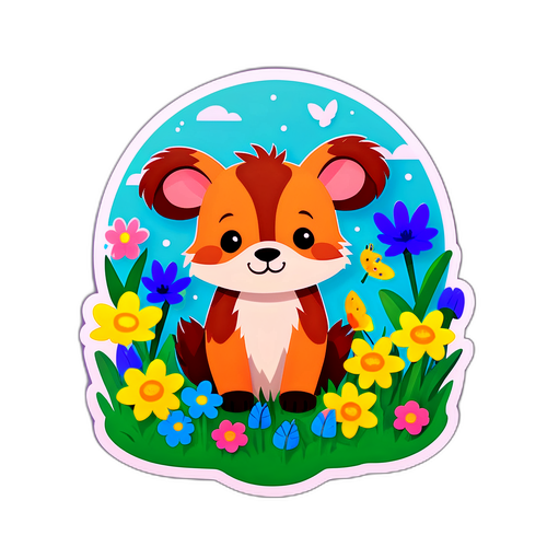 可愛動物插圖：春日探險