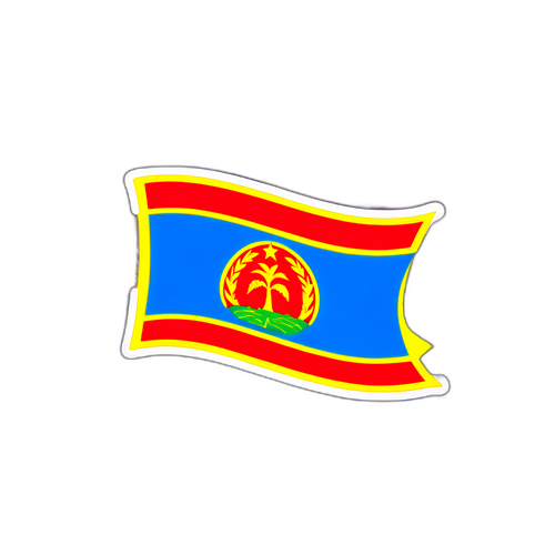 Eritrea színes zászlaja a gyönyörű táj hátterével