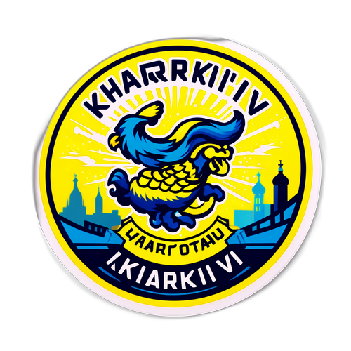 Яскрава наклейка, що представляє азарт спортивних подій Харкова