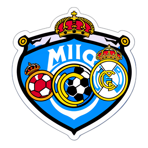 Sticker mit den Wappen von Real Madrid und Celta Vigo, kombiniert mit einem Fußball