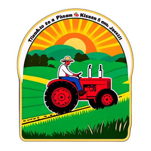 किसान की कृतज्ञता के लिए ट्रैक्टर पर किसान