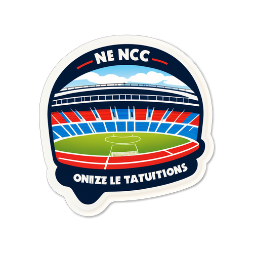 Sticker van N.E.C. met Stadion op de Achtergrond