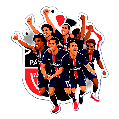 สติกเกอร์นักเตะชื่อดัง PSG ในท่าที่ชนะ