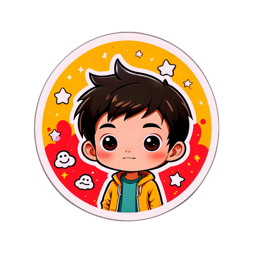 可愛卡通風格的插畫貼紙