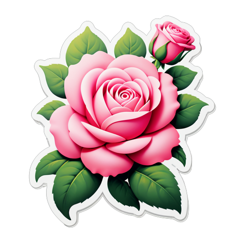浪漫粉紅玫瑰圖案
