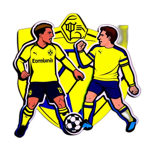 מדבקה המציגה את דורטמונד וילאריאל בקרב אינטנסיבי