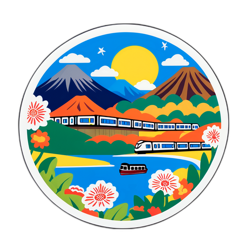 多摩川線と日常風景を融合したステッカー