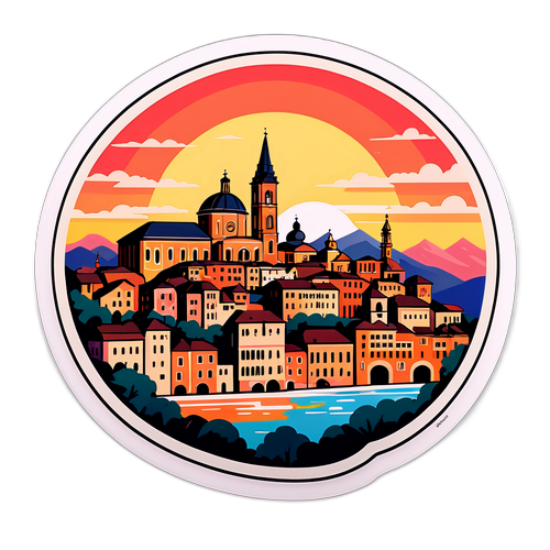 Sticker della città di Voghera al tramonto