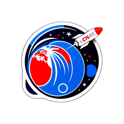CNN-tyylinen logo satelliitilla ja uutishaasteilla