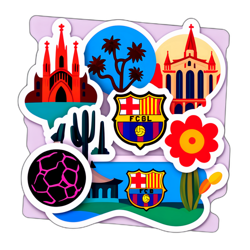 สติ๊กเกอร์การ์ตูนที่เป็นมิตรของบาร์เซโลนาและกวาดาลาฮารา
