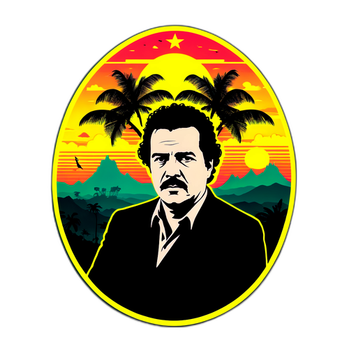 Pablo Escobar Silhuettje és Kolumbiai Táj